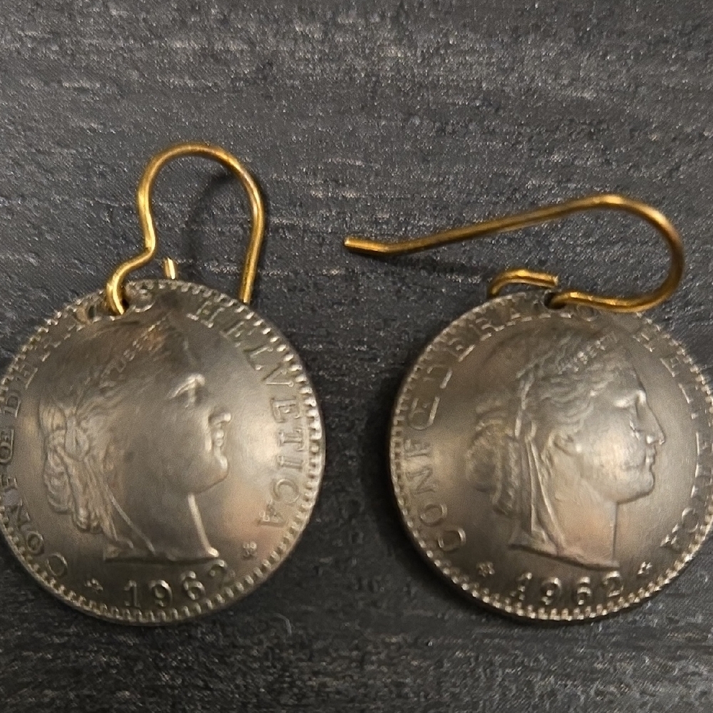 Elegant Silver and Gold Coin Drop Earrings